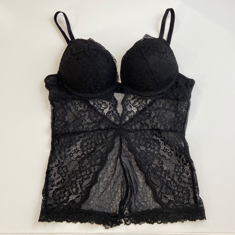 Lace Bustier Super Push Up Night Gown Women Size 34B